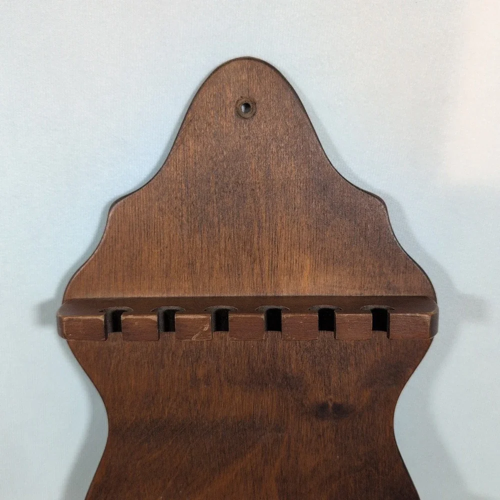Vintage MCM Wood Rack Display Holder For Souvenir Tea Spoon Or Hankie Collection